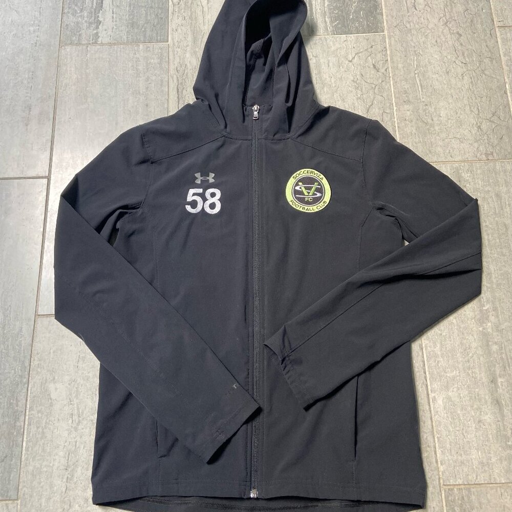 Under Armour Storm Rain Jacket Hooded Loose Fit Water-Resistant Black Youth XL